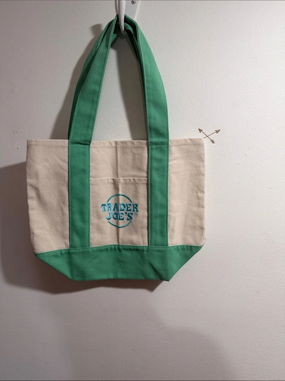 Green & Cream Canvas Tote Bag